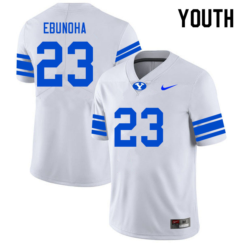 Youth #23 Chika Ebunoha BYU Cougars College Football Jerseys Sale-White - Click Image to Close